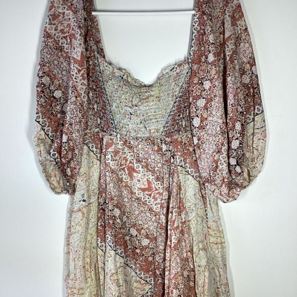 Free People Lovesick Lace Up Boho Smocked Mini Dress - Picture 8 of 15